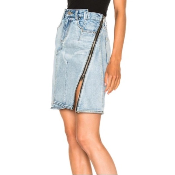3.1 PHILLIP LIM Indigo Denim Asymmetric Zipper Miniskirt - Picture 4 of 6